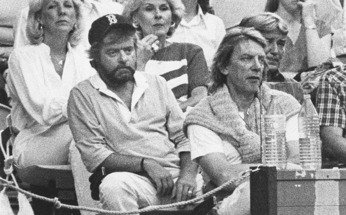 In my book on the Expos, I thank Donald Sutherland for being such a staunch fan all those years. Here, the famous actor is seated in his traditional front row, third-base side seat - with some groupie cartoonist hovering just behind him wearing a Red Sox hat.