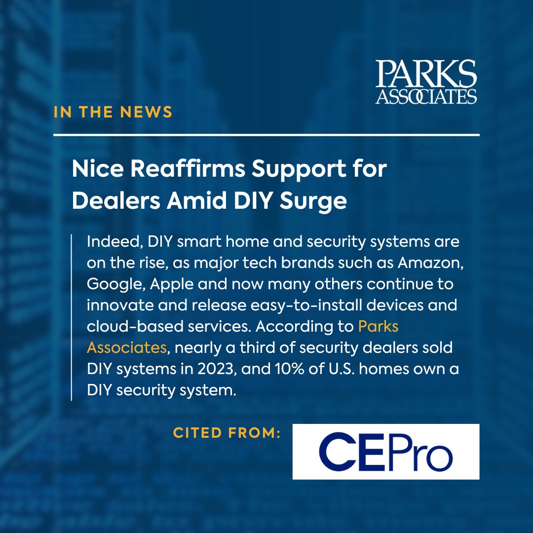 📢 We were cited in a @ce_pro article about the shifting dynamics and the importance of dealer support in the era of DIY by @ZWComeau!🏢🔒 🔗Read more: tinyurl.com/yk5d3wce #parksdata #ParksAssociates #ParksAssociatesInsights #SmartHome #TechTrends #DIYvsDealers #NICE