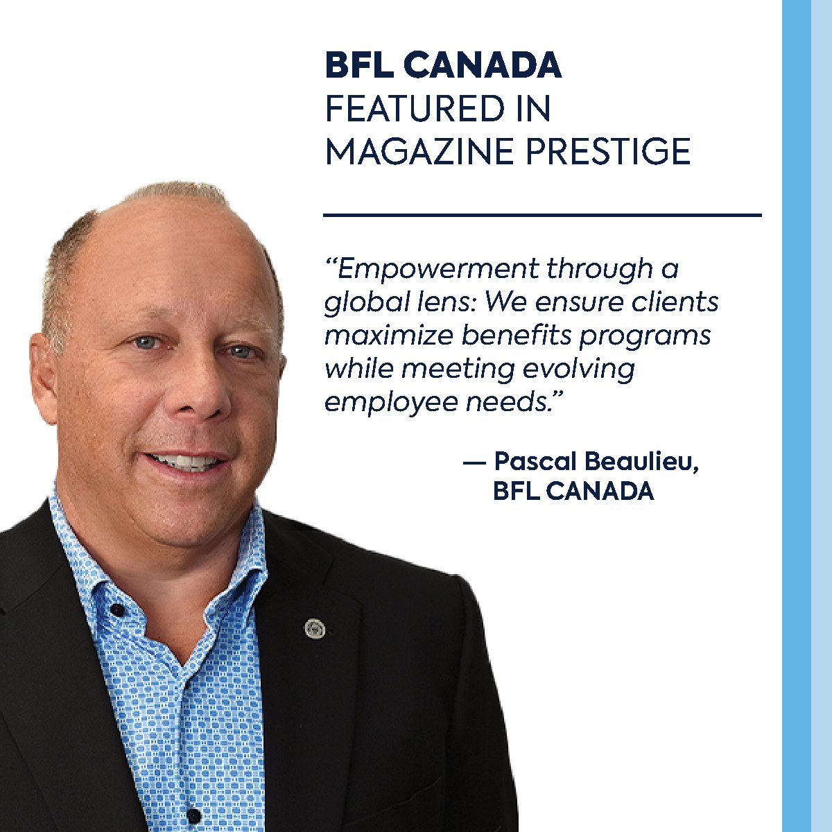 #MagazinePrestige recently featured #BFLCANADA in a profile piece that highlights our #expertise and unique corporate structure as well as our commitment to our #communities, to our #employees and to our #clients. To read the article (in French only):  
 tinyurl.com/56uc4xke
