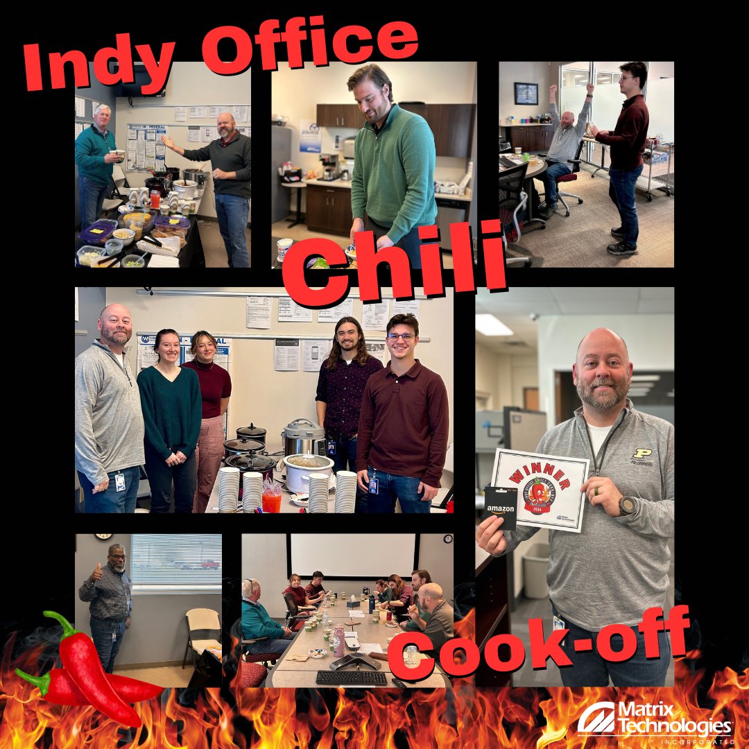 MatrixTechInc's tweet image. 2nd Annual chili cook-off at our Indianapolis Office. Congratulations to Daniel for his winning pot of chili. 
#keepthingsfun  #MatrixTech