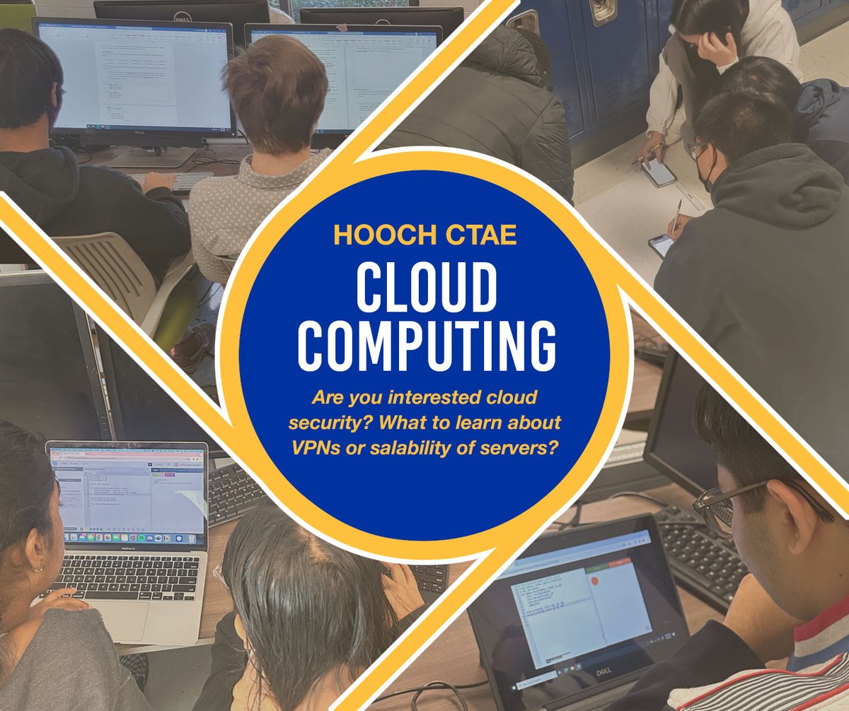 HoochHappenings's tweet photo. It's CTAE Month! Today we're spotlighting our Cloud Computing pathway. 
#CTAEmonth #FCSCTAE #HoochCTAE #liveyourbestlife #hoochfamily https://t.co/PkNQz33l2J