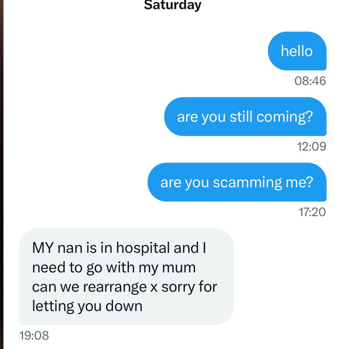 CHALK_Cheeseman's tweet photo. @ellisxsophiex This account is a man scamming women and men to pay him pretending they have lost their job. Need gas and food etc.  Been ill. Pure evil. 
Reported to Stoke police and X and pay pal.   Refund all the money you have taken. https://t.co/y97BHM6SKM