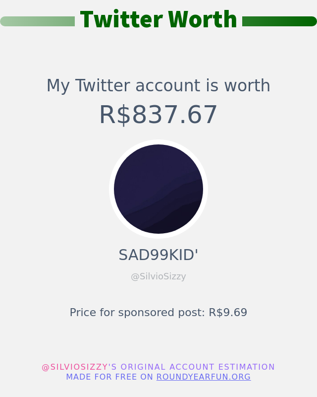 SilvioSizzy's tweet photo. Meu valor no Twitter é: R$837.67

➡️ https://t.co/uIdlnRIZZA https://t.co/e94oTfTZkN