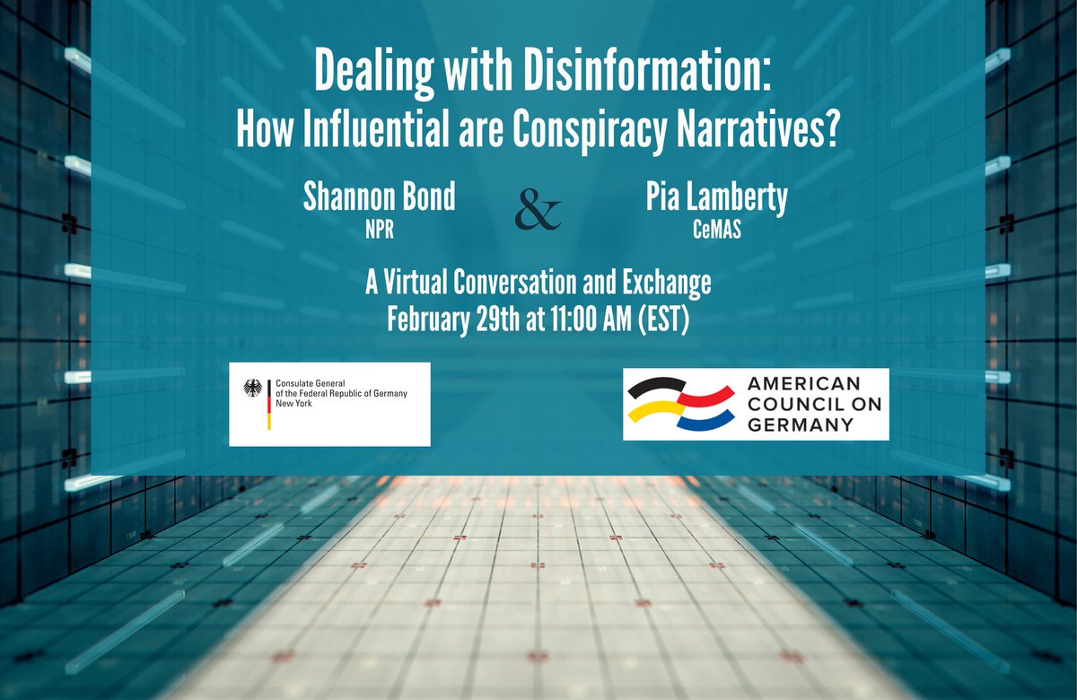 German Consulate General NY (@germanyny) on Twitter photo On February 29, hear from Shannon Bond <a href="/NPR/">NPR</a> & <a href="/pia_lamberty/">Pia Lamberty</a> <a href="/cemas_io/">CeMAS</a> as they explore the question "How Influential are Conspiracy Narratives?" in the 4th installment of our Dealing with Disinformation series with <a href="/ACG_USA/">American Council on Germany</a>: us02web.zoom.us/webinar/regist… On February 29, hear from Shannon Bond <a href="/NPR/">NPR</a> & <a href="/pia_lamberty/">Pia Lamberty</a> <a href="/cemas_io/">CeMAS</a> as they explore the question "How Influential are Conspiracy Narratives?" in the 4th installment of our Dealing with Disinformation series with <a href="/ACG_USA/">American Council on Germany</a>: us02web.zoom.us/webinar/regist…
