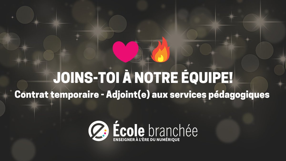 ecolebranchee's tweet photo. ACTU 🗞️  L’École branchée recrute! 🥳 Adjoint(e) aux services pédagogiques (contrat temporaire) https://t.co/okZjf5DLp4 https://t.co/anhyI2aNwu