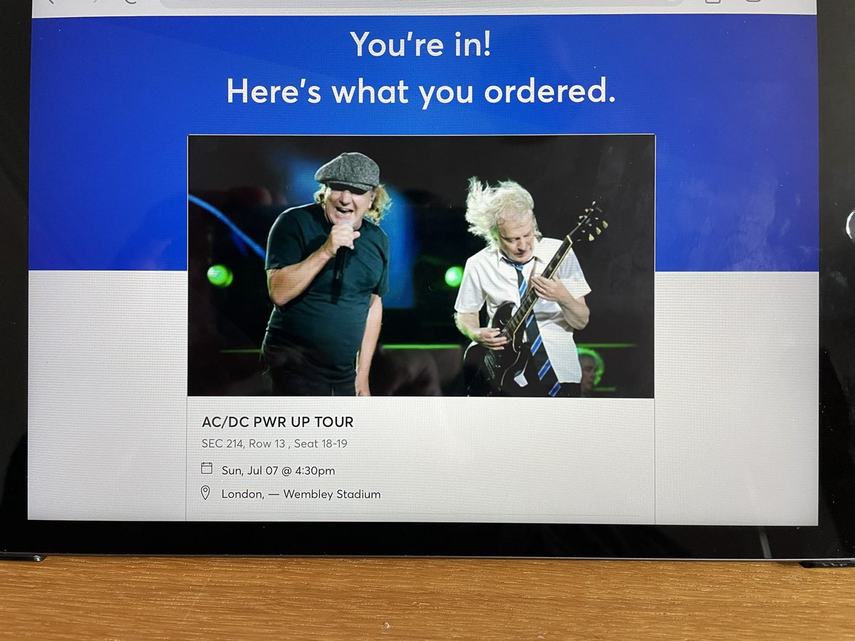 johnyfp1965's tweet photo. AC/DC at Wembley. First saw them in 1982 at Glasgow Apollo. So looking forward to this-flights and hotel booked ๐#ACDCTICKETS https://t.co/XUEIpA85Wf