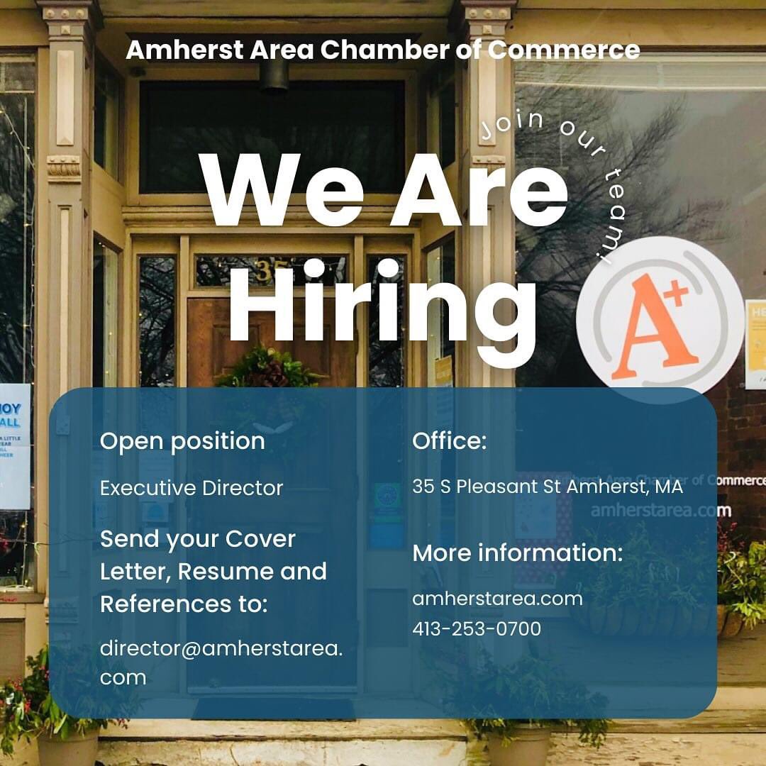 AmherstAreaCC's tweet photo. We are excited to announce that we are officially hiring for Claudia’s position as Executive Director of the @AmherstAreaCC
We will miss you Claudia Pazmany!
Our team over here are so excited for you, and also can’t wait for this next chapter at the Chamber.
#hiring https://t.co/taNPuujkTb