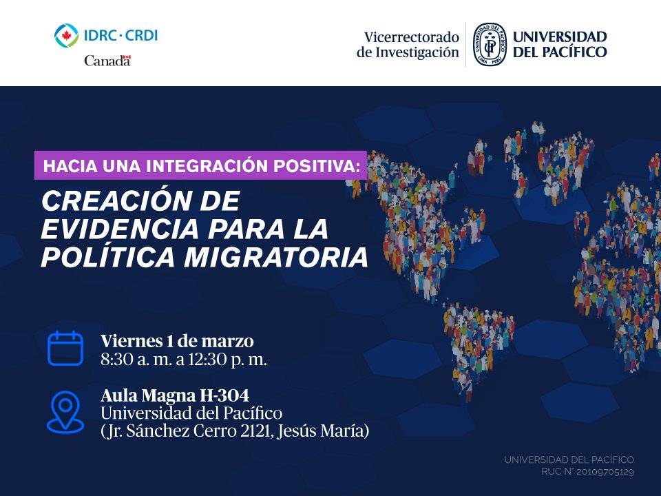 MigracionesUP's tweet photo. 🚨¡Nuevo evento! El viernes 1ro de marzo realizaremos nuestro primer evento del año en la @UdelPacifico. @FelineFreier lanzará oficialmente a @MigracionesUP y además tendremos dos paneles de discusión sobre evidencia y políticas para la integración migratoria 🧵 https://t.co/O7SOqJShMF