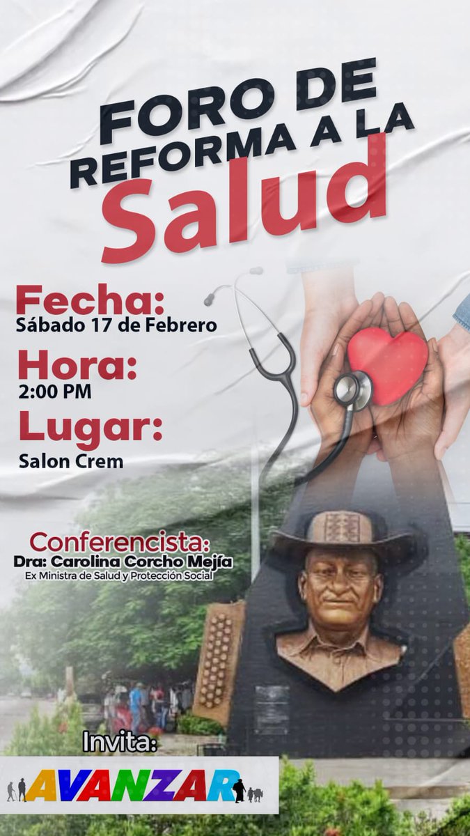 En Fonseca la Guajira. 
Te invitamos a un diálogo con la exministra Carolina Corcho sobre el proyecto de ley de reforma a la salud. Este sábado 17 de febrero. 
2 pm en el CREM.