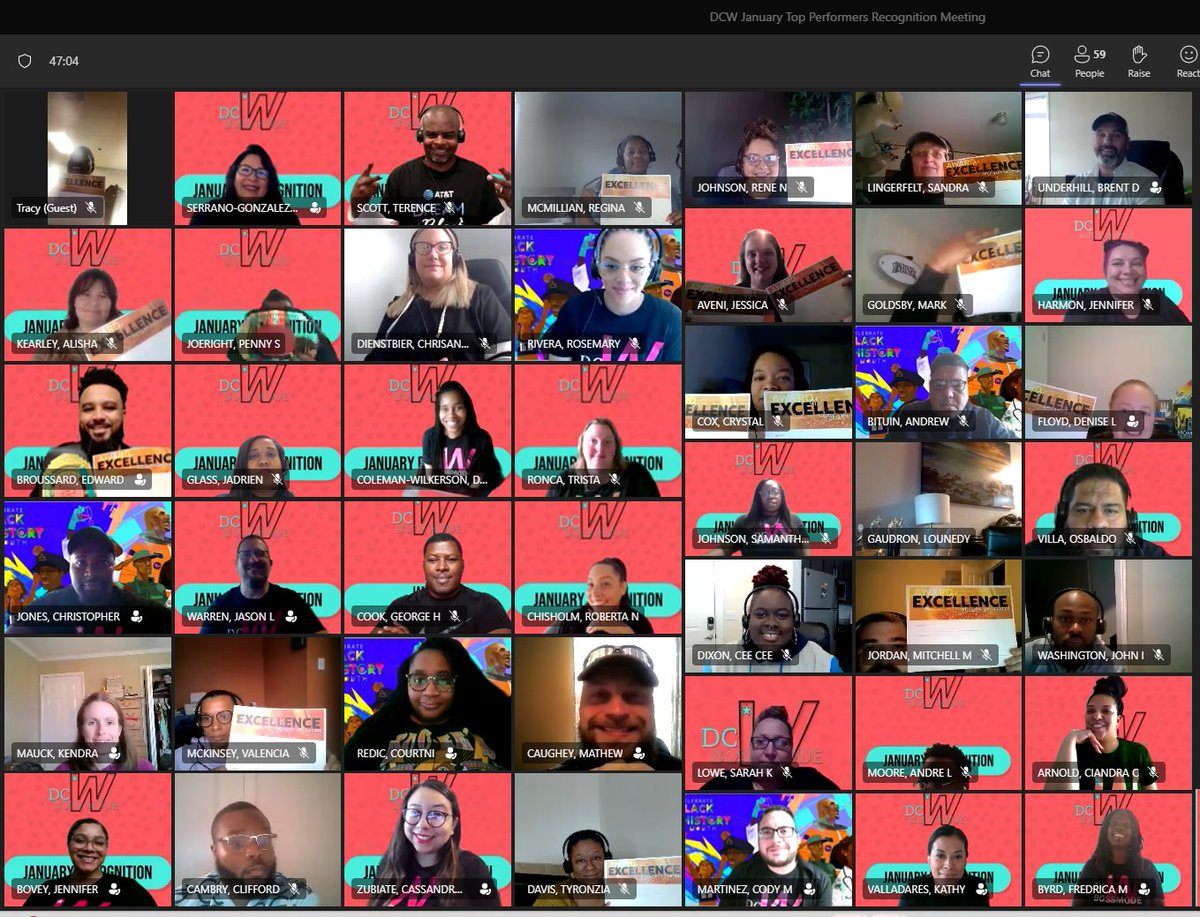 DCWBossMode's tweet photo. Favorite time of the month - Recognition Time! Kudos to #DCWBossMode January's Top Performers. Your dedication to our organization and customers doesn't go unnoticed. Keep up the great work! #RecognitionTime #TopPerformers

#MBCGoodStuff #GuinningTogether #LifeAtATT #WinAs1Fam https://t.co/yXBnu90KIg