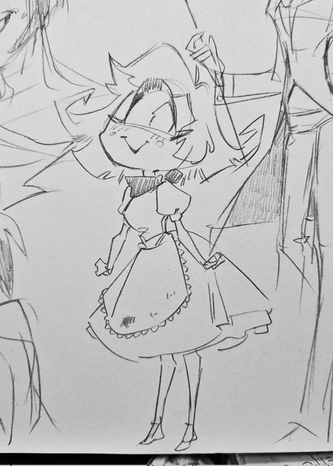 My sketchbook was blessed with this most adorable nifty sketch, I can't draw better than this.
#HazbinHotel 