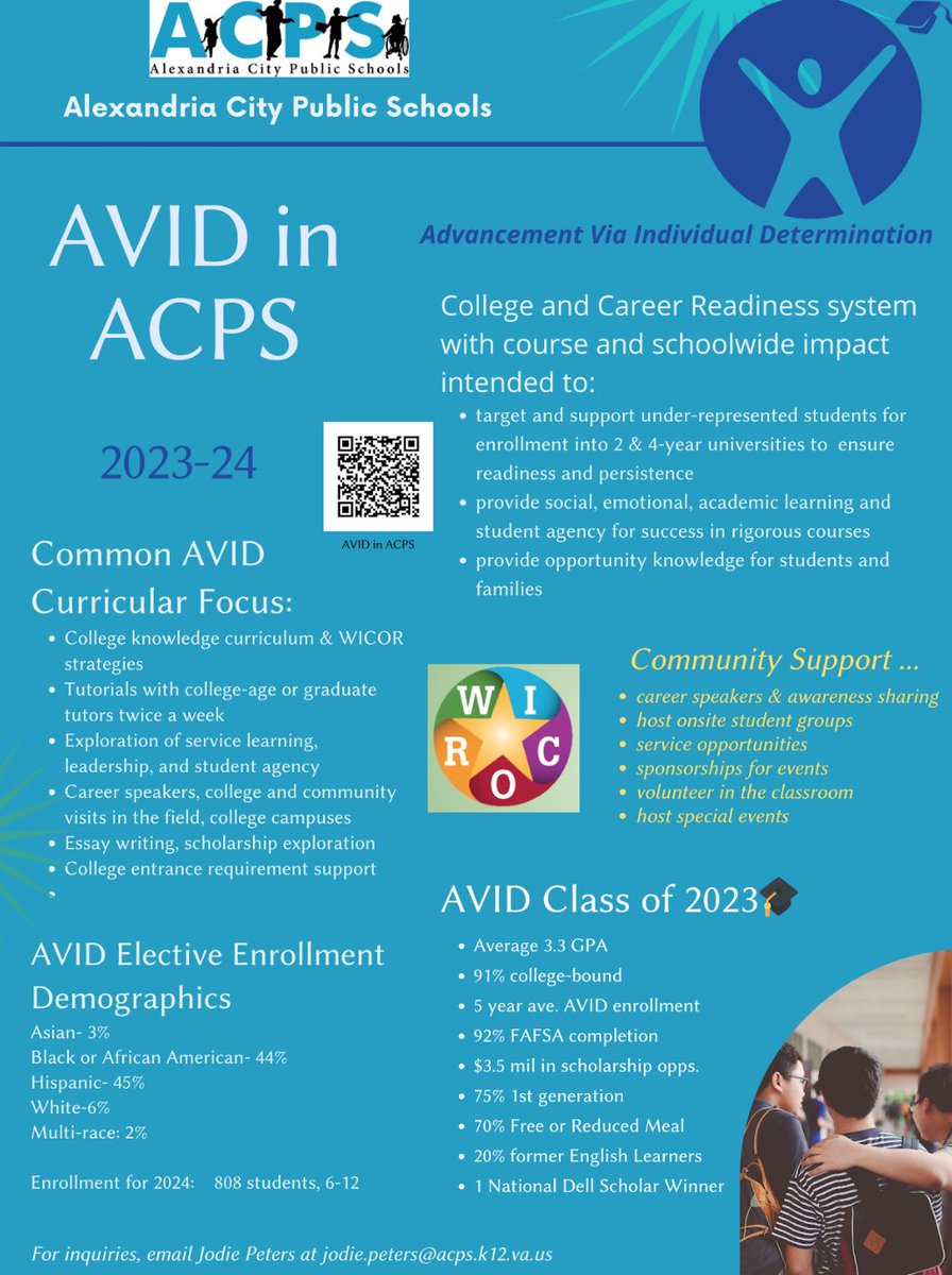 ACPSk12's tweet photo. Currently, the ACPS AVID student body is made up of approximately 48% Hispanic, 3% Asian/Pacific Islander, 43% Black/African American, 3% White and 2% of multi-race students. #15DaysOfAVIDACPS @AVID4College https://t.co/JzGsut8imF