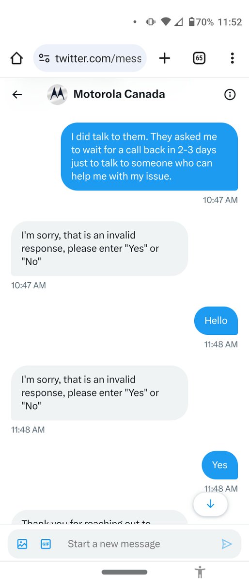 Nurul144841's tweet photo. This is the response I am getting when I message them @MotorolaCA @canantifraud @ConsumersCanada @Moto_Support https://t.co/QhpqfNlJya