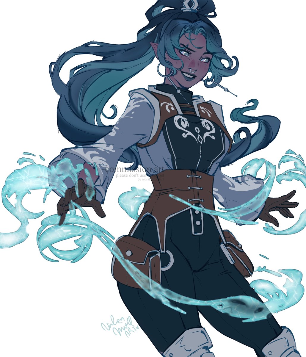 flat colors for  @humandisaster44 🩵 I'm in love with their water genasi! she's beautiful <3
hope you like it!