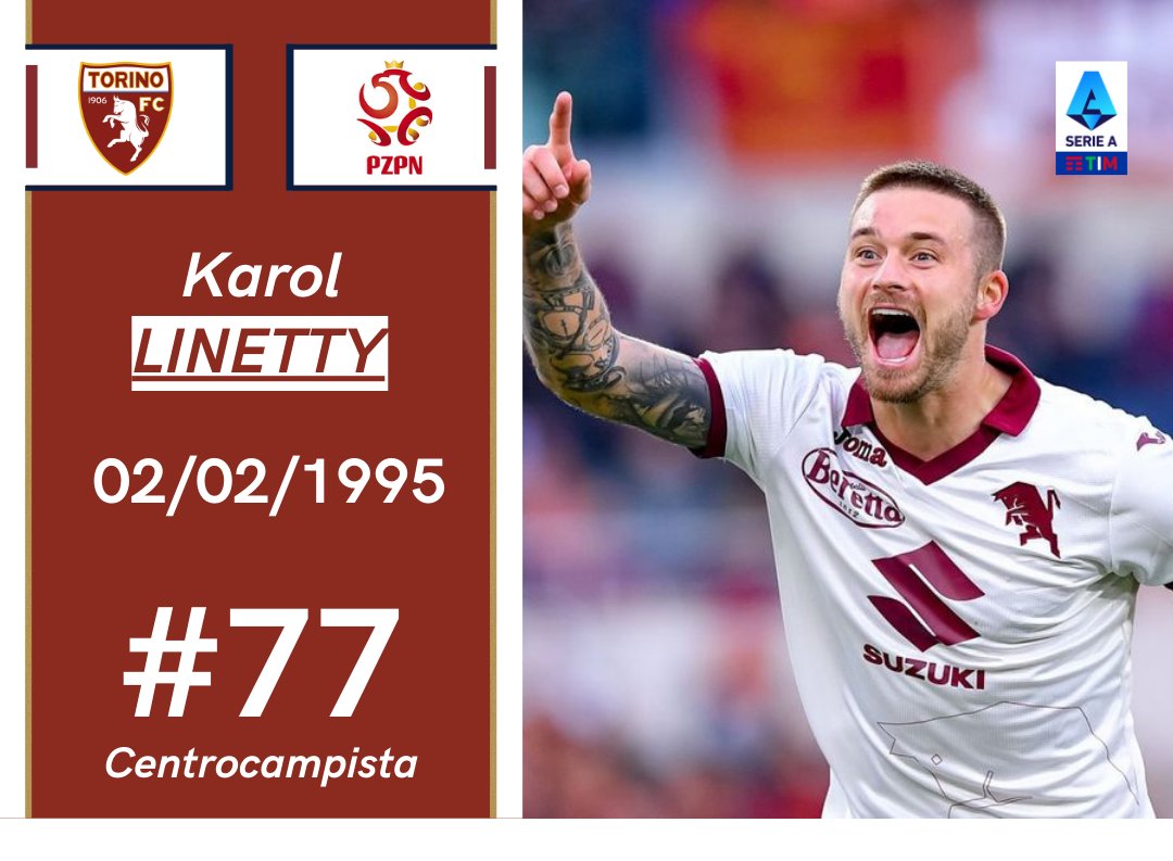 torostats's tweet photo. ▪️Karol #Linetty 🇵🇱 gioca la sua 100esima partita col Toro, il secondo polacco dopo Kamil #Glik 🇵🇱.
Congratulazioni Karol! 🐂
#TorinoLecce #SerieATIM https://t.co/HzrAWhX5TZ