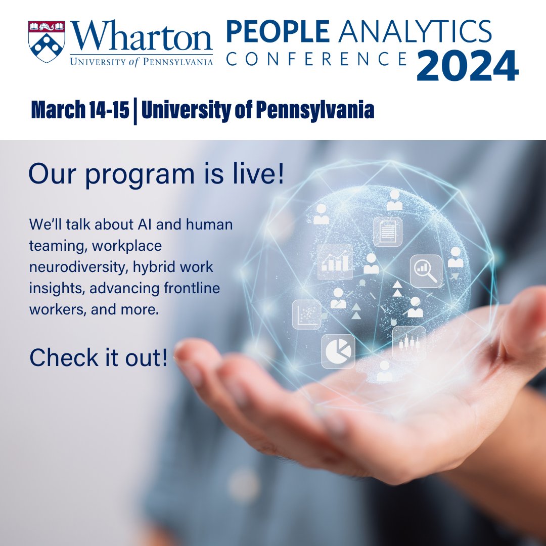 Interested in #peopleanalytics? Check out our conference program to learn more & get your ticket & hotel accommodations today! whr.tn/PAC11 #PAC11 #AnalyticsatWharton