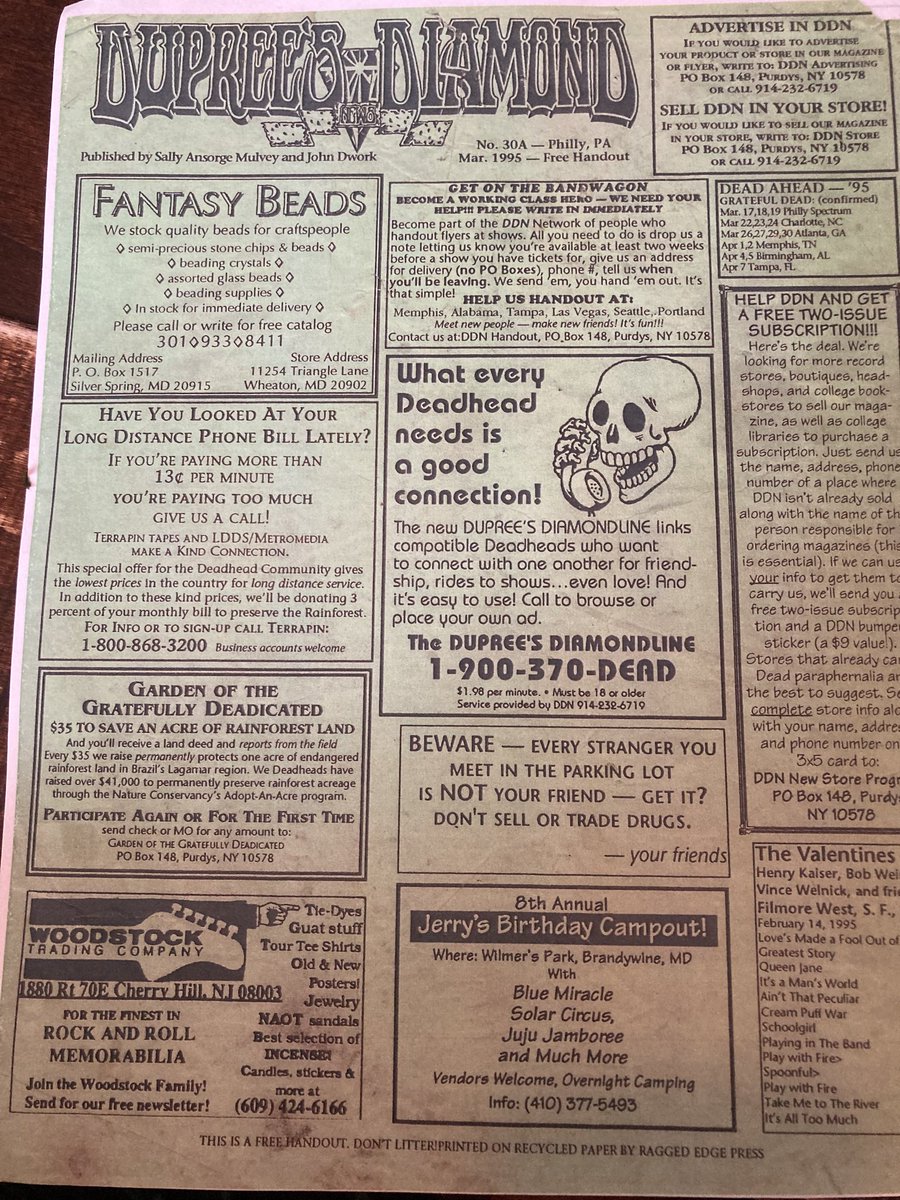 A Grateful Dead lot must was the Dupree Diamond News
This was from Spring Tour 1995
#DeadHeadLife