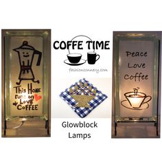 etsy.com/shop/Glowblocks FREE SHIPPING #freeshipping #etsy #lamps #nightlights #gifts #retro #handmade #lamp #giftideas #glassblock #50s #kitchendecor #coffeedecor #coffeelovers #coffeelover #giftforwife #anniversarygift #birthdaygift #giftsforher #kitchenart #lighting #etsygifts