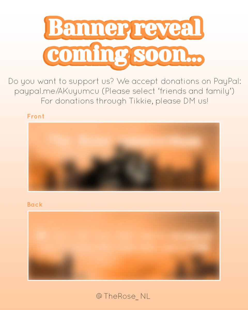 TheRose_NL's tweet photo. The banner design for The Rose in Amsterdam will be revealed soon!

We are accepting donations to cover the printing costs (€135,-). If you'd like to donate, you can do so here: https://t.co/s4d6SUArci

For donations on Tikkie, please DM us!

#TheRose #더로즈 #TheRoseInAmsterdam https://t.co/9j5xRNshjQ