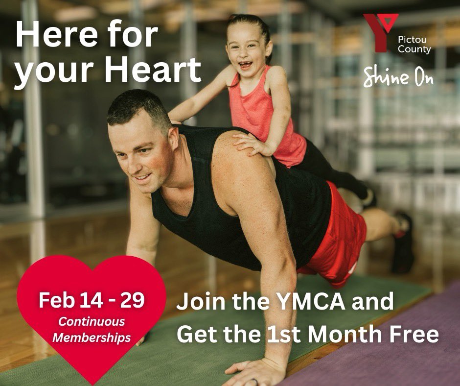 Here for your Heart ❤️ 
pcymca.ca/memberships/
  Learn more about Y member activities in the weekly schedule and program guide:

pcymca.ca/schedules/ 

#hereforheart #firstmonthfree
