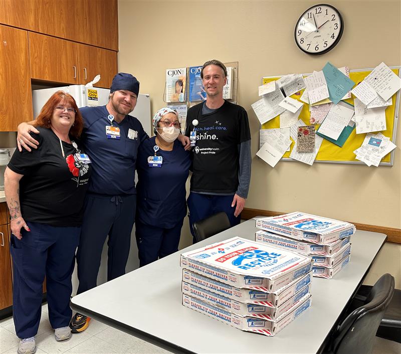 UHKCMO's tweet photo. We are thankful for the outpouring of support to our amazing frontline staff. Their fast response to Wednesday's tragic event undoubtedly saved lives. Our thoughts are with the families and the entire community as we recover from this senseless tragedy. 💛💙 https://t.co/VLbcPcJa67