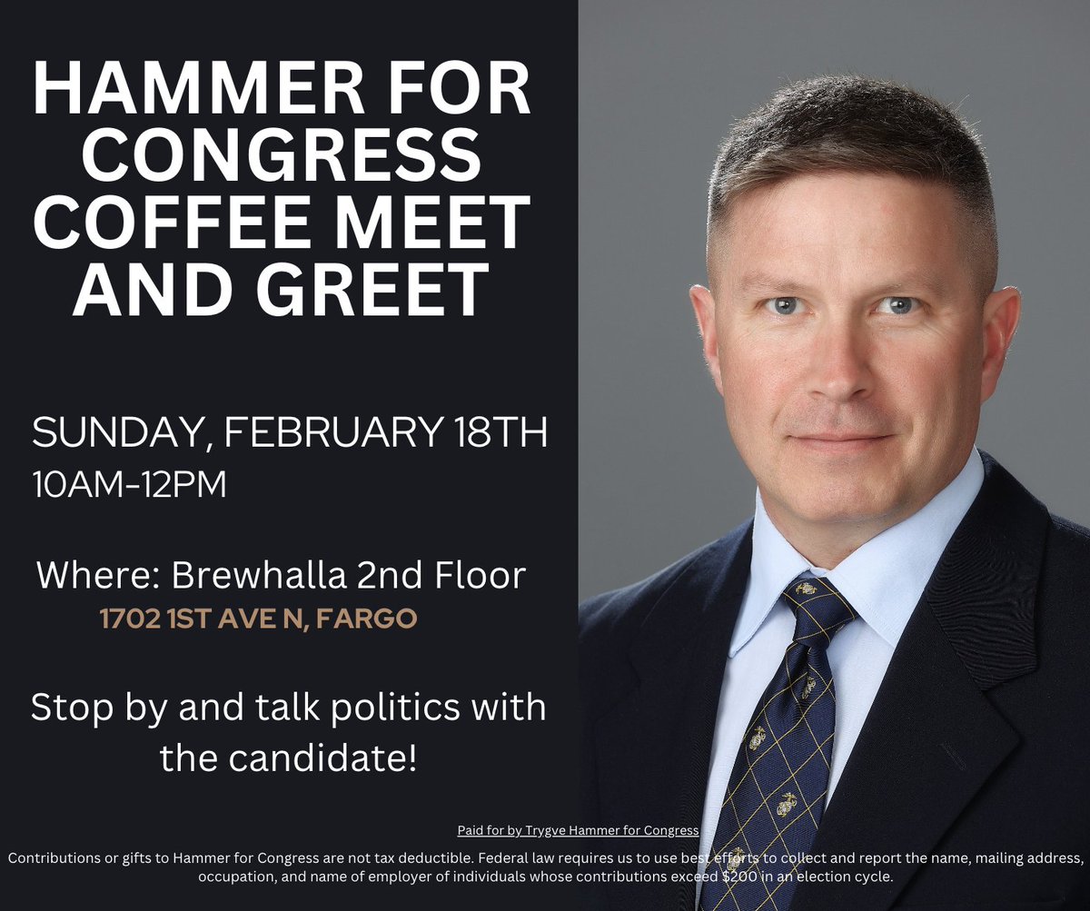 Excited to travel to Minto this weekend for the District 19 convention at 2pm on Saturday and to Valley City for the District 24 convention at 2pm on Sunday. If you're nearby, come and meet me, Katrina, and other Democrats in the community. I will also be at Brewhalla in Fargo