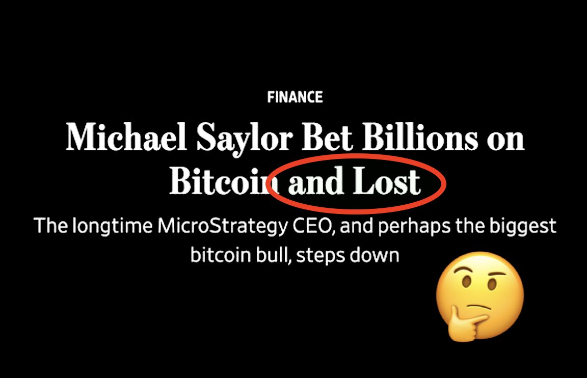 BitcoinArchive's tweet photo. Michael Saylor Bet Billions on #Bitcoin and Keeps Winning

--------------------

MicroStrategy had a market cap of $1.3b when it first bought bitcoin on the 11th of August, 2020. 

This kicked off a Bitcoin buying spree that has seen the company spend $5.98 BILLION accumulating 190,000 $BTC

To date this is the single largest corporate treasury holding of Bitcoin.

The 190,000 Bitcoin acquired for $5.98b is currently worth $9.96b.

Profit so far = $3.98b
Starting market cap = $1.3b

‼️Unrealised profit is 3x bigger than the entire market cap of MSTR before it bought bitcoin.

It's market cap now is up more than 9x at $11.94b.

When Bitcoin hits $100K USD, MicroStrategy's profit on its current Bitcoin holding will be worth £13.58 BILLION.

More than 10x its market cap from when it first started buying Bitcoin.

#Winning 🤑
