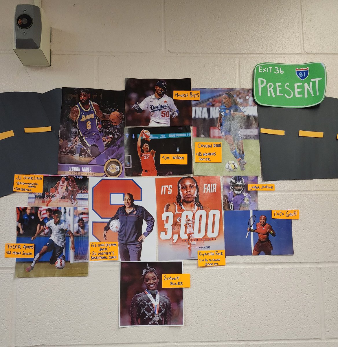 Aferriter25's tweet photo. Black History Month Door decorating! Past, present and future! Wouldn't be complete without including @SyracuseSchools grad and current SU Women's Basketball Coach @CuseCoachJack. Thank you for being a fantastic role model for our community. https://t.co/N54veMqyw8