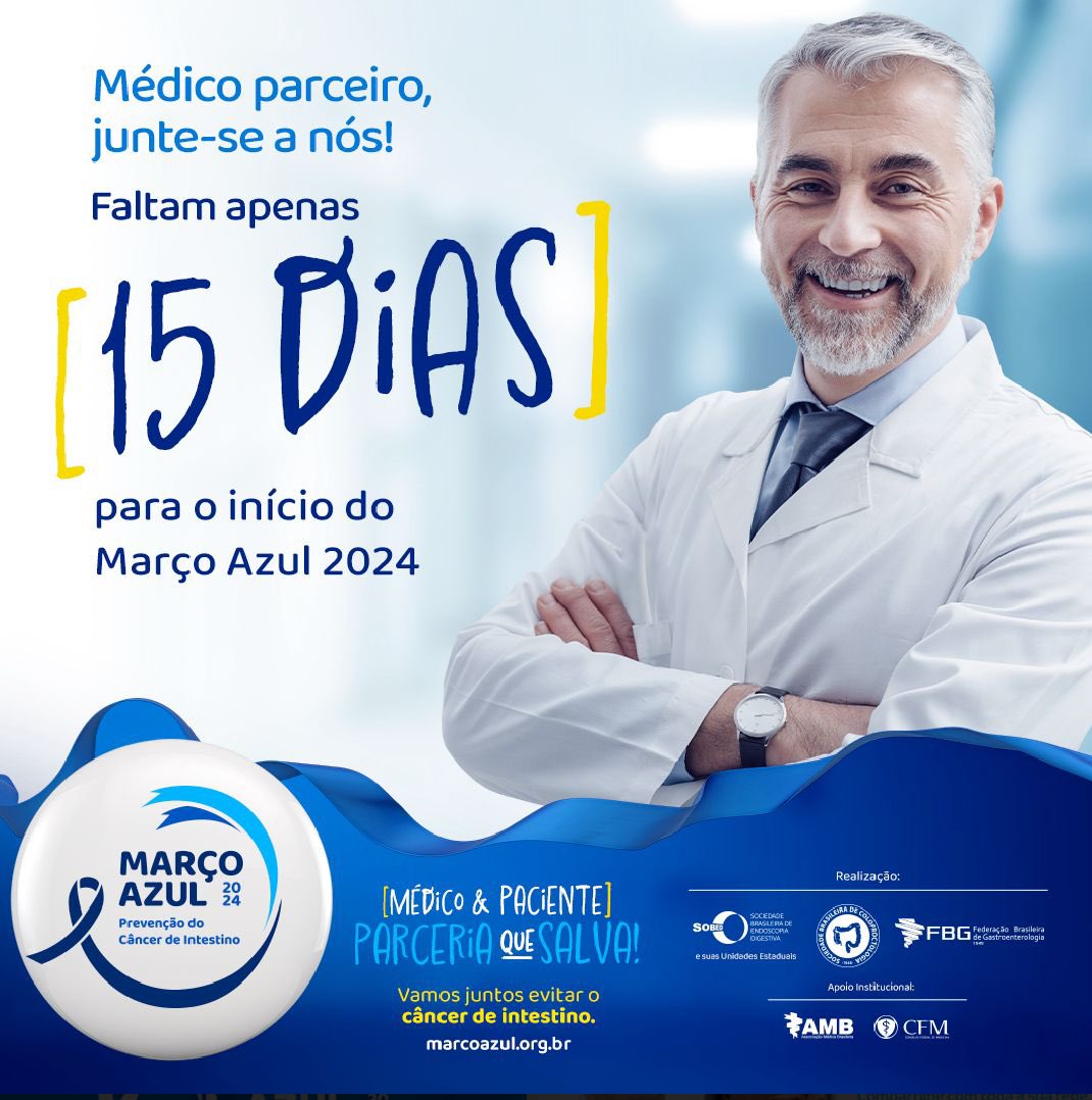 PortalSBCP's tweet photo. No mês de março, celebramos a saúde e lembramos que a parceria médico e paciente pode salvar vidas. Por isso, informação e prevenção são essenciais para o sucesso da campanha Março Azul 2024.

@sbcp_canal_medico
@portaldacoloproctologia
@fbg_gastro
@sobednacional https://t.co/6Jsp3BMOdc