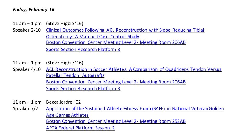 Duke_DPT's tweet photo. 11 am #DukeatCSM presentations #dptfaculty @DukeMedSchool @DukeOrtho @djclewpt @timothy_faw #dukedpt2009 @DukeAlumni #dptalumni @MJFavre11 @stevenhigbie @BeccaJordre #ForeverDuke 
@APTANeuroPT @AcadPedPT @OrthopaedicAPTA  @aaspt_apta @FederalPT #APTACSM2024 @APTAtweets https://t.co/686lpTPC11