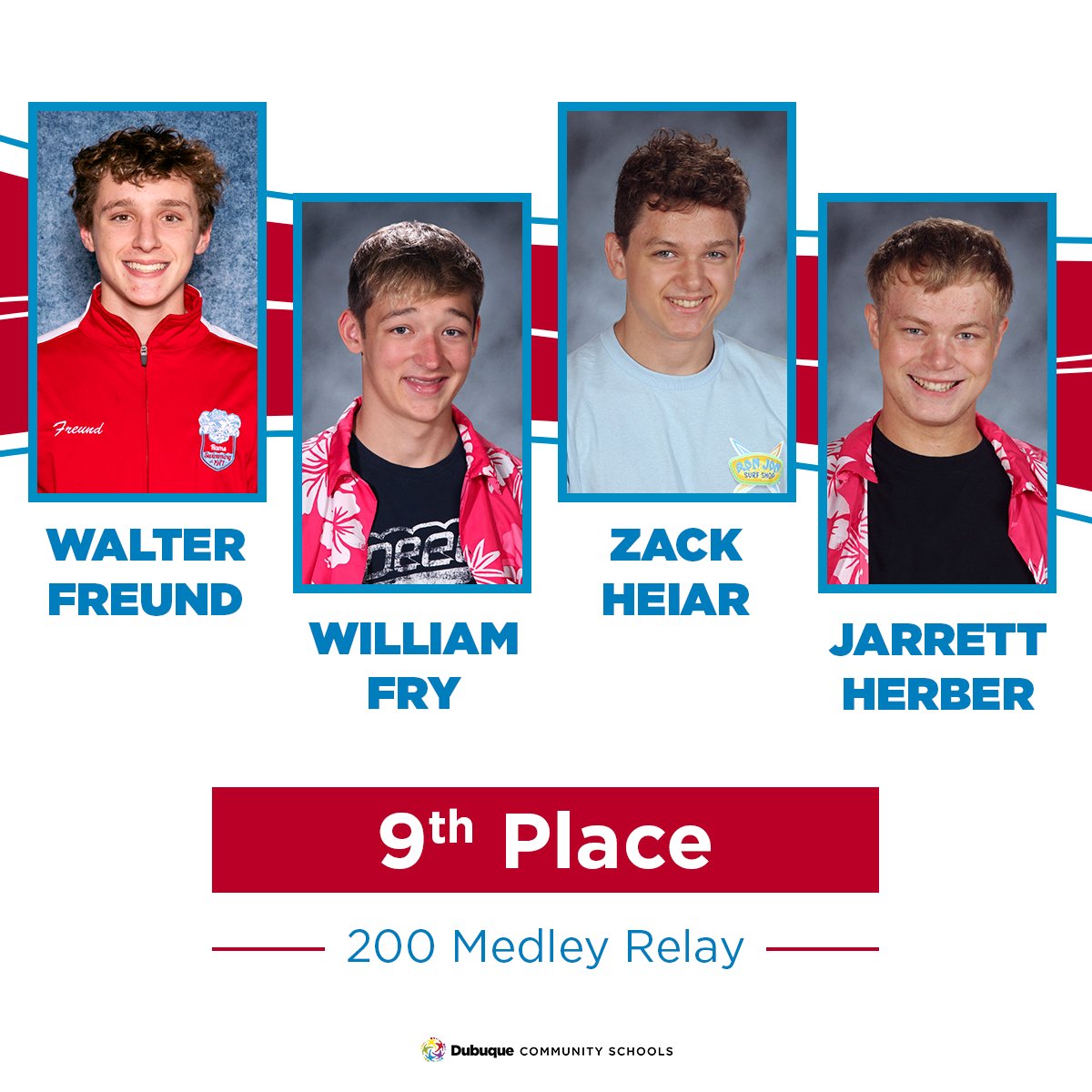 dbqschools's tweet photo. We are #DBQSchoolsProud of our Hempstead and Dubuque Senior High School students who placed at the 2024 @IHSAA State Swimming Championship! #GreatDayToBeAMustang #ThreeRamClap https://t.co/JeKBxk642m