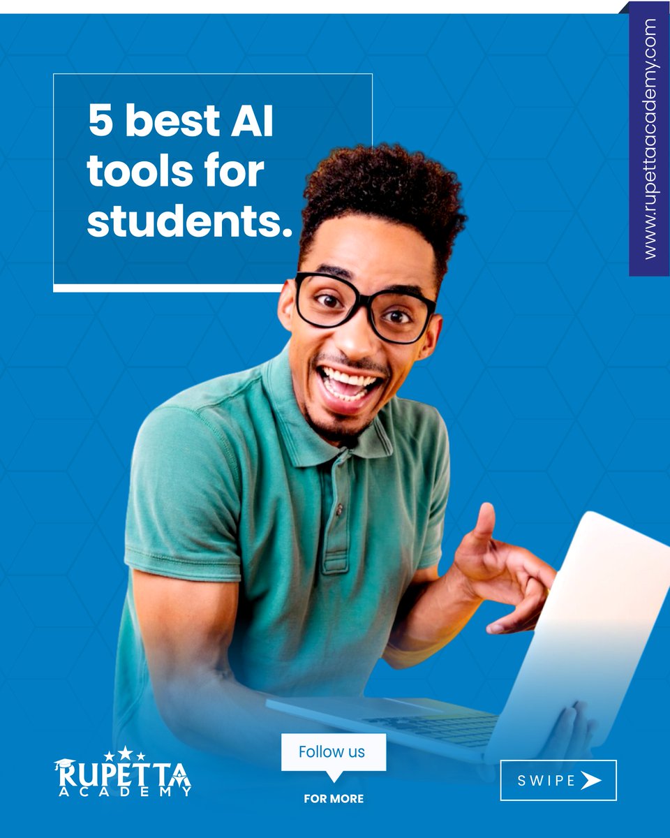 RupettaAcademy's tweet photo. Unlock the power of AI in education with these top 5 AI tools for students! Simplify studying, boost productivity, and ace your grades. 

#AITools #SmartLearning #OnlineLearning #GenerativeAI #GenAI #AI #Education #freecourses #rupettaacademy #rupettaacademykids #student https://t.co/5B22LoT28G