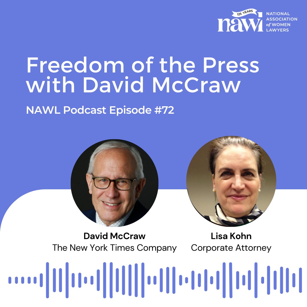 Listen to the latest #NAWLPodcast episode discussing freedom of the press with David McCraw and Lisa Kohn! Listen here: nawl.org/podcast

#NAWLWomeninLaw #Democracy #NYT #Podcast