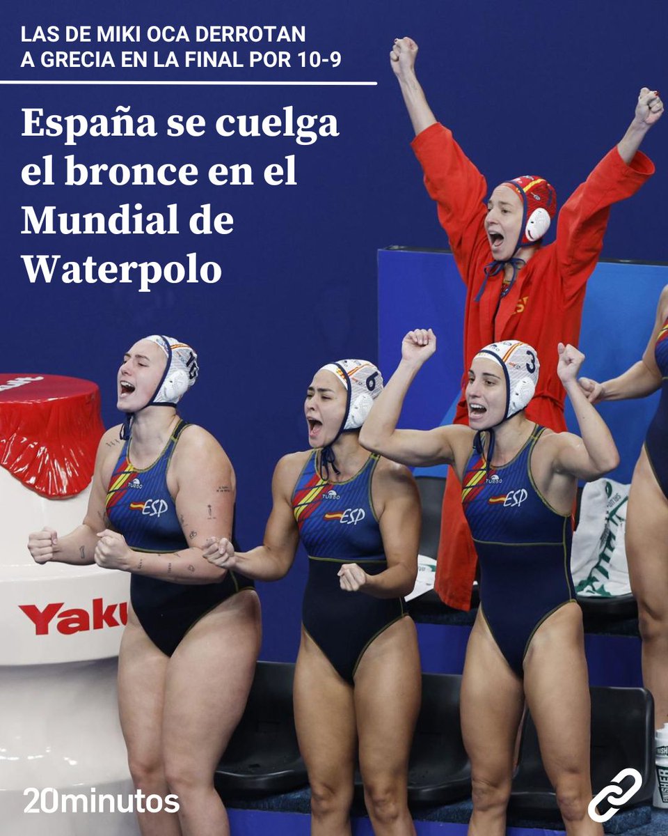 👏👏 La selección española femenina se cuelga el bronce en el Mundial de Waterpolo con una estelar Elena Ruiz 👉 ver.20m.es/odqal