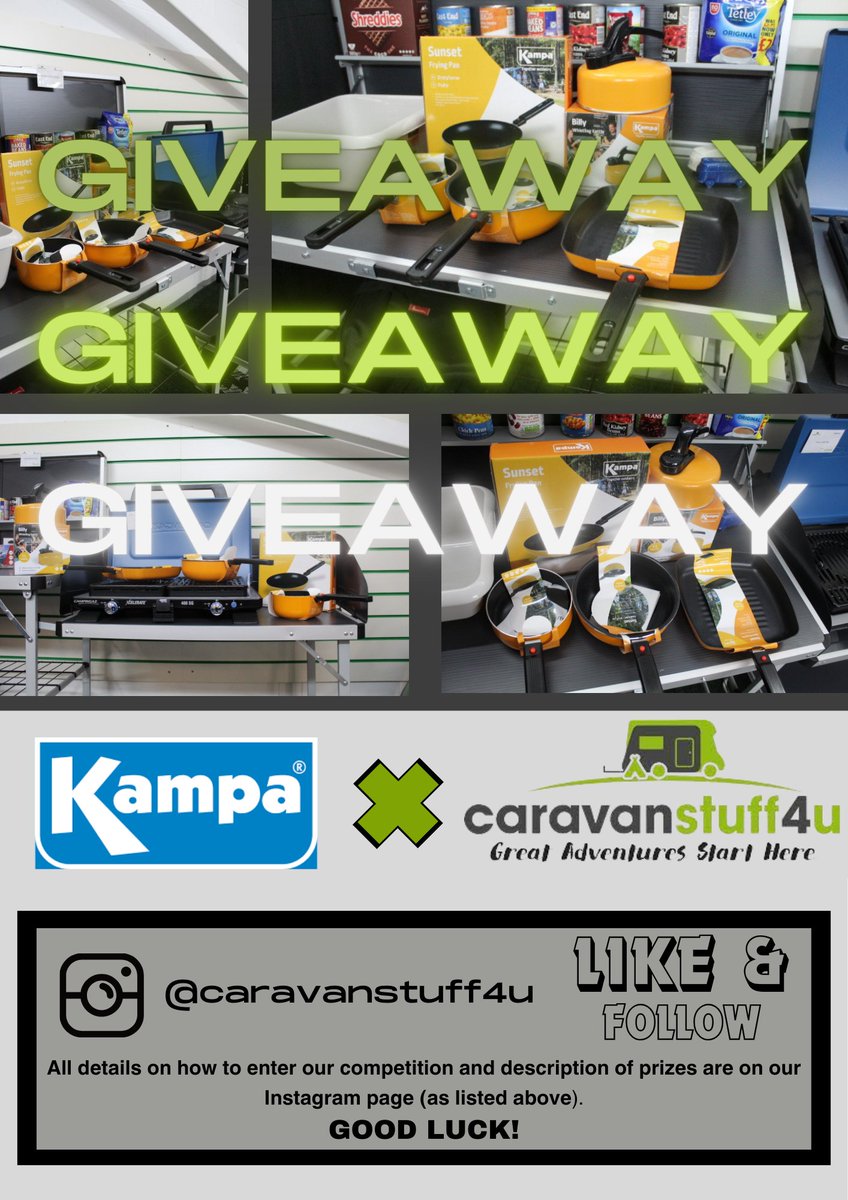 Caravanstuff4U's tweet photo. check out our Instagram for details on this amazing giveaway - closing date 20/02/24 - completely free!

#campinggear #adventure #caravanstuff4u #campinggear #cooking #kampa #campervan #caravan #cookinggear #campingholidays #new #gear #equipment #fryingpans #Competition #Giveaway https://t.co/0QLJsED0GW