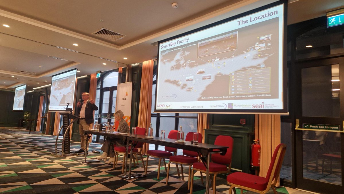smartbay_ie's tweet photo. .@alanpberry, Research Infrastructure Manager at @MarineInst, presented the #SmartBay facility and its capabilities to members at the #MRIA Marine Renewables Emerging Technologies Forum in Dublin today. 

Many thanks to @marineireland for another successful and insightful event! https://t.co/WrQFOVCW2I