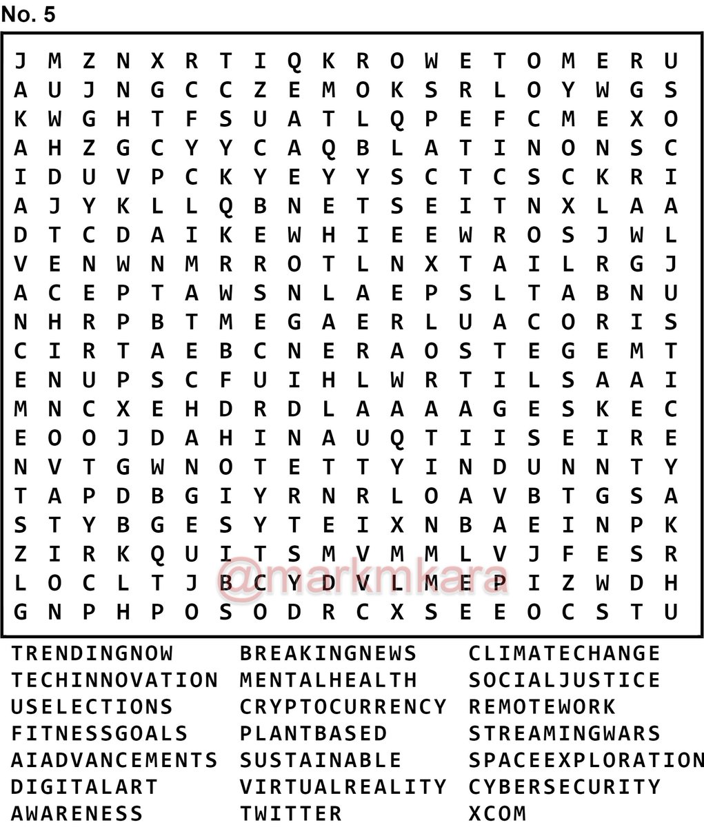 a word search hunt for fans.
#TrendingNow #BreakingNews #ClimateChange #TechInnovation #MentalHealth #SocialJustice #USElections #Cryptocurrency #RemoteWork #FitnessGoals #PlantBased #StreamingWars #AIAdvancements #Sustainable #SpaceExploration #DigitalArt #VirtualReality