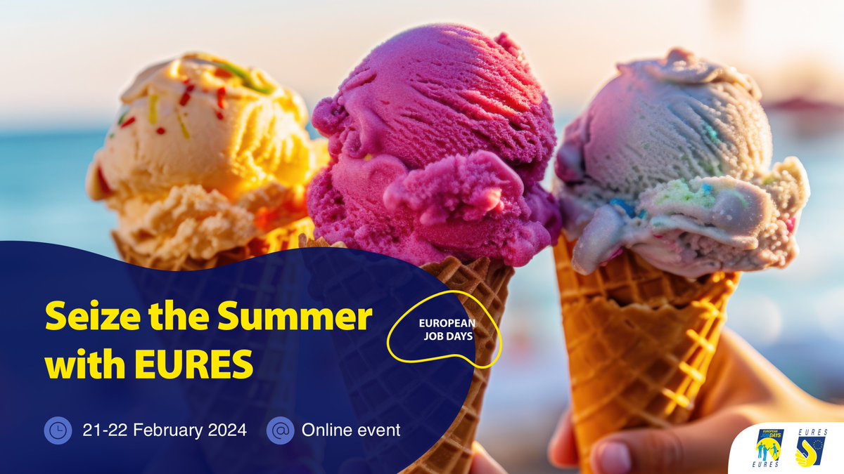 🇪🇺Seize the Summer with <a href="/EURESJob/">EURES</a> 2024: la fiera europea del lavoro stagionale torna il 21 e 22 febbraio 2024 online sulla piattaforma European Job Days. Un'opportunità unica per datori di lavoro e candidati che cercano lavoro per la prossima stagione estiva #LavorareInEuropa