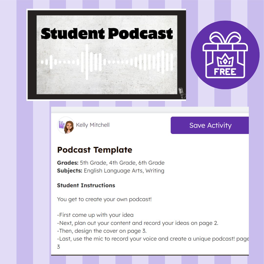NOW, students can use the built in Seesaw tools to create a podcast for their next project!  Grab the podcast activity in the comments. app.seesaw.me/pages/shared_a…
