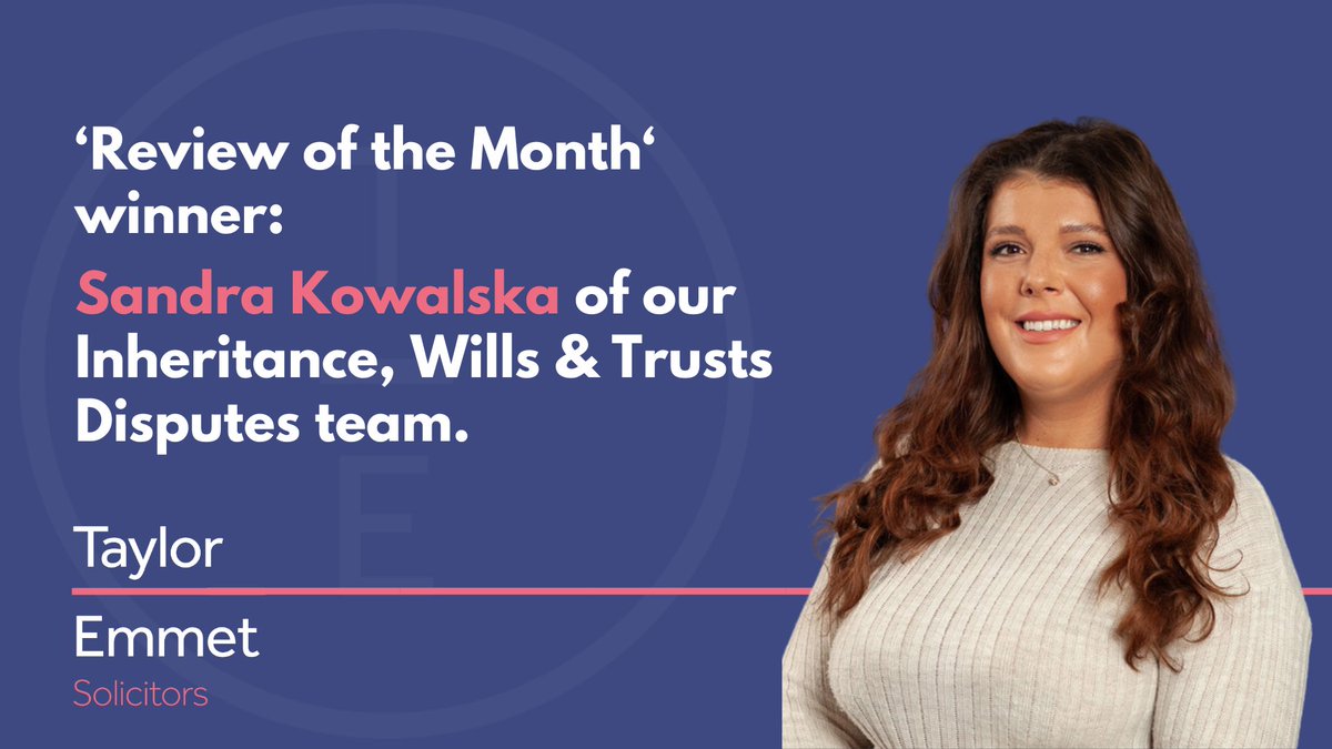 Congratulations to Sandra Kowalska from our Inheritance, Wills &amp; Trusts Disputes team who has been voted as our Review of the Month winner.

Keep up the fantastic work, Sandra 🎉

#EmployeeSpotlight #TeamRecognition