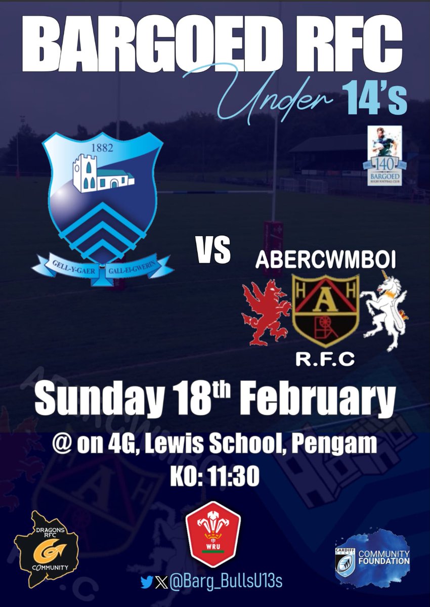 Sunday we host @AbercwmboiU14s , should be another competitive fixture between the two teams .

Come and support the squad this Sunday at Lewis 3G .

Upthabarg 💙🏉💪