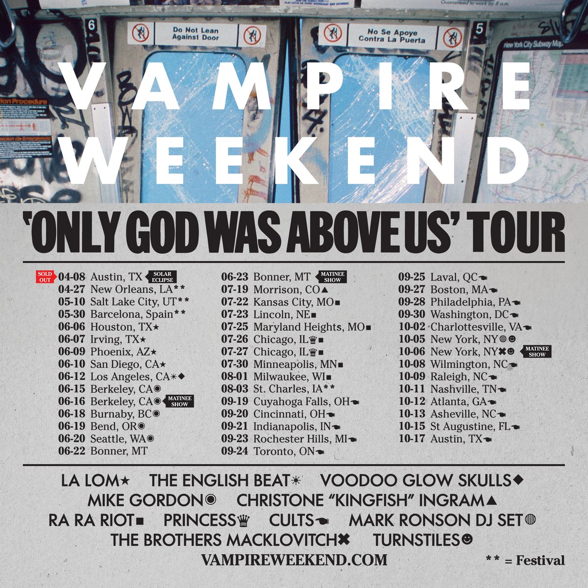 Ra Ra Riot (@rarariot) on Twitter photo We could not be happier to announce that we are officially, finally, *surprisingly* going back on tour this summer supporting <a href="/vampireweekend/">Vampire Weekend</a> for a large handful of shows. Can’t wait to see you all again! We could not be happier to announce that we are officially, finally, *surprisingly* going back on tour this summer supporting <a href="/vampireweekend/">Vampire Weekend</a> for a large handful of shows. Can’t wait to see you all again!