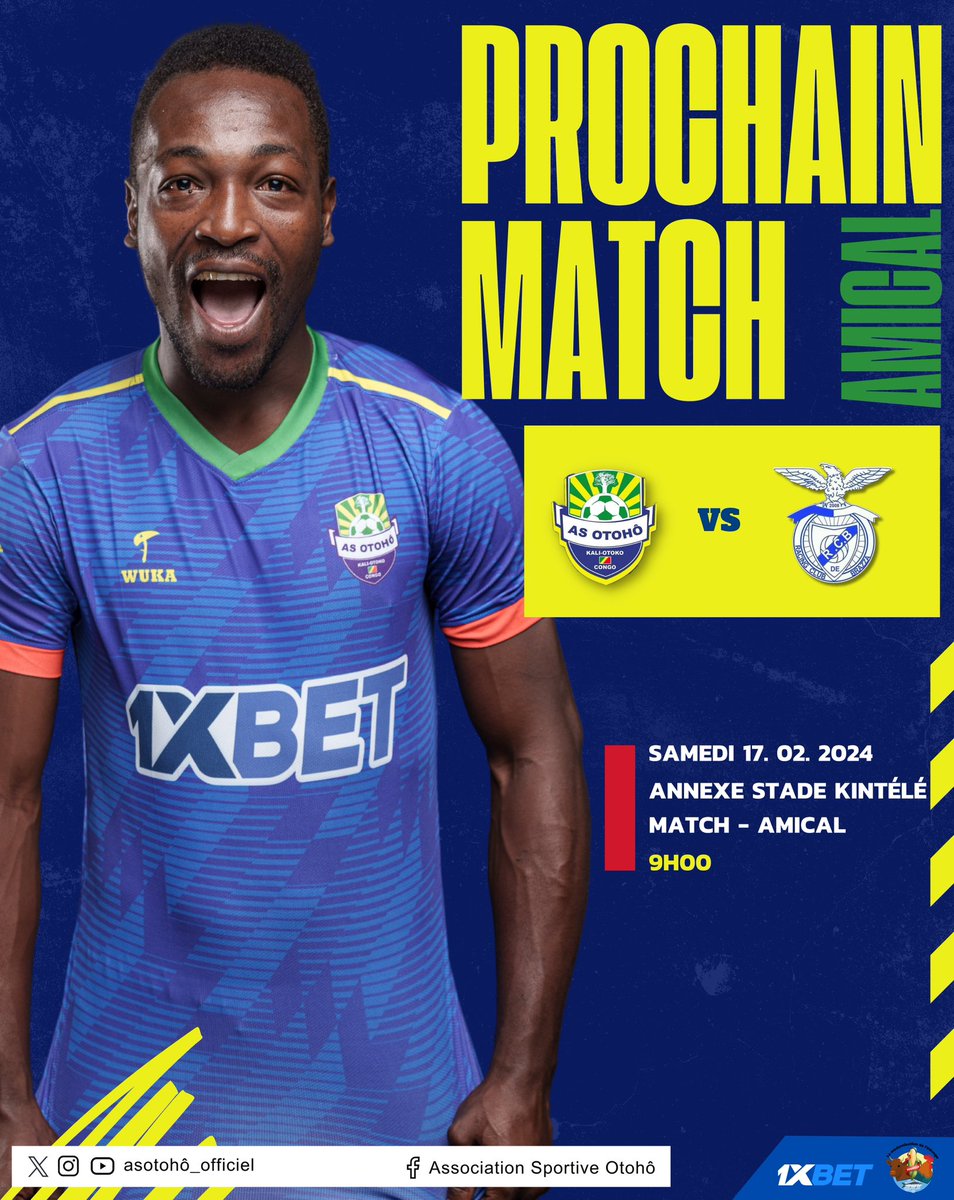 asotoho1's tweet photo. [ 𝗡𝗘𝗫𝗧 𝗚𝗔𝗠𝗘 ]

⚽ Amical 
🆚 Racing Club de Brazzaville RCB
🏟 Annexe Stade de Kintélé 
📆 17. 02. 2024
🕒 9h00

#Ivongui 1xbetcg
#Obosso !
🔵🟡 https://t.co/8Dsa5PxOjZ