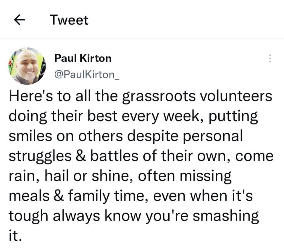 Teamgrassroots_'s tweet photo. 🗣Good morning and welcome to the grassroots weekend, we have a simple message for all those out there every week who make it all possible "Thank You"

#teamgrassroots #GRF #grassrootsfootball https://t.co/FTvpJEB273