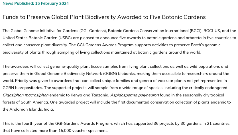 M_Gostel's tweet photo. 📢#GGIGardens Partner #Award Announcement: 5 Gardens receive funds to support #genomic &amp; #herbarium #collections in 4th year of program.

Press Release here: https://t.co/LpcpzrOQZx

@BRIT_org @BGCI @USBotanicGarden @JBGP_Cartagena @anuragdhyani @KirstenboschNBG @RwandaHerbarium https://t.co/84vVq2QNj8