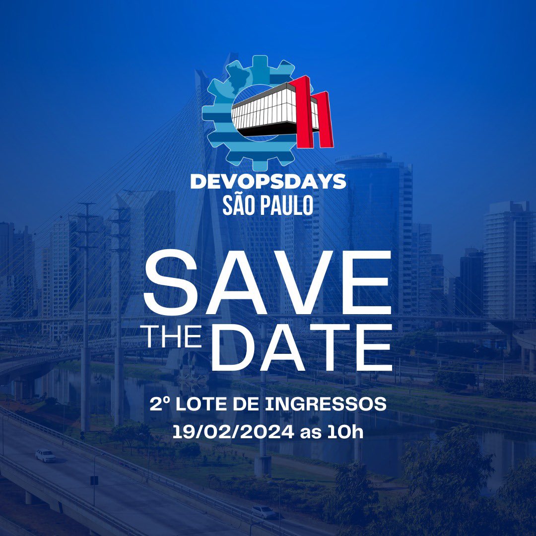 sp_devopsdays's tweet photo. Seja você DevOps, infra ou dev o DevOpsDays é uma ótima oportunidade para você conhecer mais de perto como o mercado de TI está utilizando DevOps
Fica de olho em nossas redes sociais que a abertura do Segundo Lote para o DevOps Days irá acontecer no dia 19/02 as 10:00. https://t.co/YRwZ0aq5GO