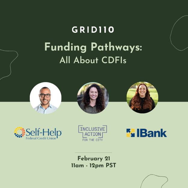 SelfHelpFedCU's tweet image. Join @Grid110&apos;s #FundingPathways Panel on 2/21 at 11am PST, to learn all about Community Development Finance Institutions (CDFIs) &amp;amp; how they can support your business! Hear from an expert panel &amp;amp; get all your questions answered! 🙌

➡️RSVP now: lu.ma/kyskyo81