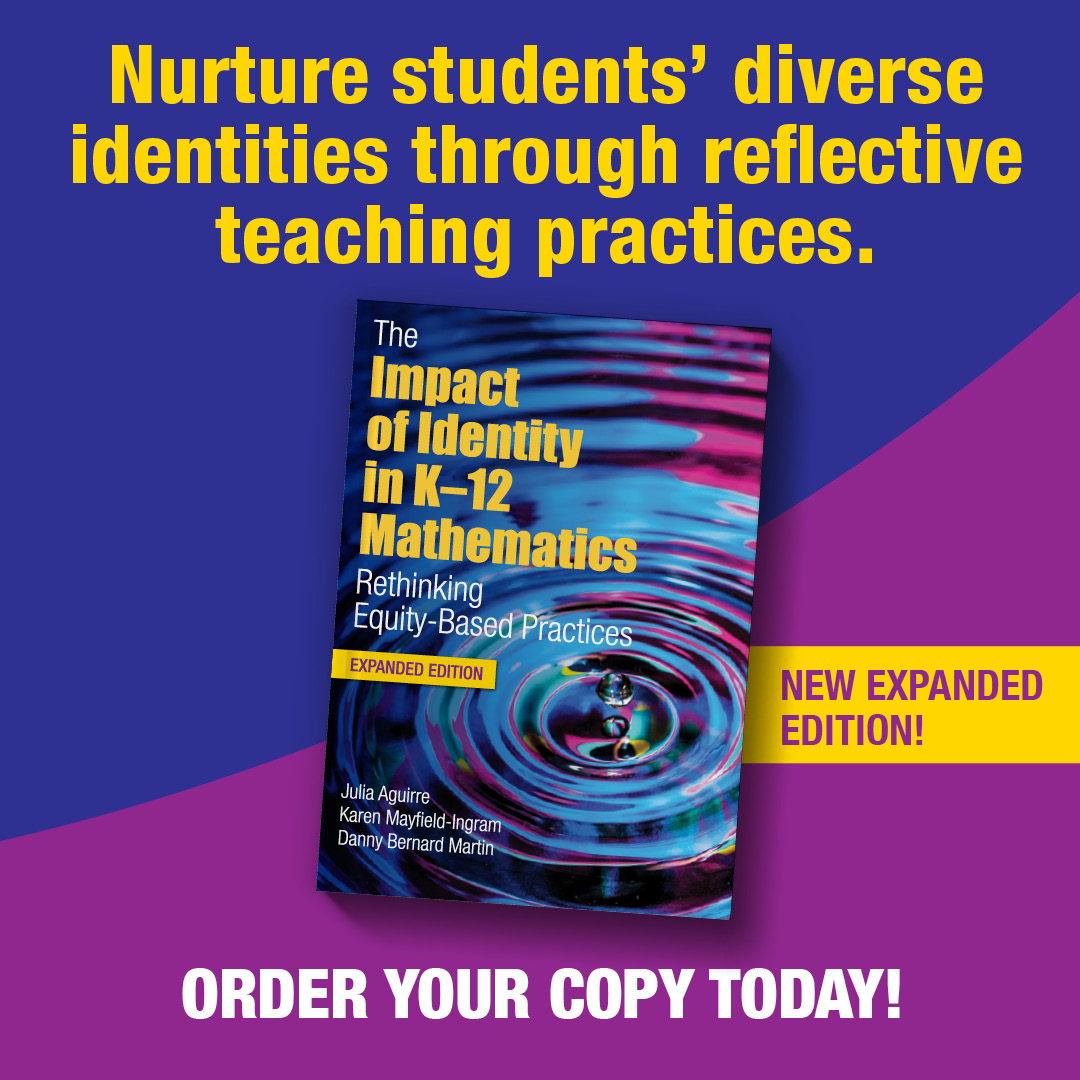 The EXPANDED EDITION of The Impact of Identity in K-12 Mathematics is out now! 📘 We invite elementary and secondary teachers of #mathematics to reflect on their own and their students' identities that impact how students experience learning mathematics: nctm.link/ohyFA