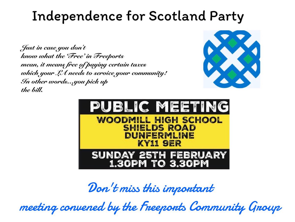 @IndyScotParty  are completely opposed to #Freeports , our land is not for sale , we fully support what the #SalvoScot Freeport campaign group are doing 

Follow them @SalvoFreeports 

facebook.com/groups/6741635…

Book place at meeting 

eventbrite.co.uk/e/freeport-pub…