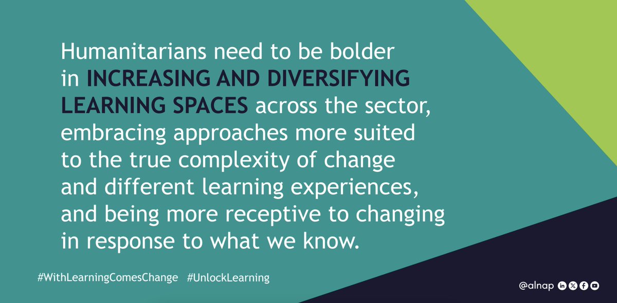 Do you ❤️ learning?

@ALNAP knows there's a greater need than ever to unlock rich learning already within our sector to tackle humanitarian challenges head on.

Join us on a new journey to transform humanitarian learning
#WithLearningComesChange #DayForLearning #UnlockLearning